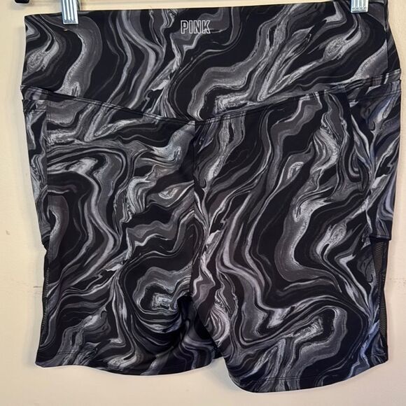 Pink Active Black and Gray Marble Print Gym Shorts - Picture 4 of 5